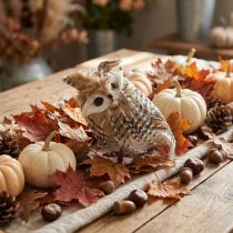 Artikel Skovugle, efterårsdekoration, dekorativ ugle, Halloween H16cm