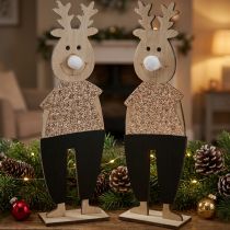 Artikel Rensdyr træ dekorativ figur standee jul 12×6,5cm H45cm 2stk
