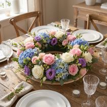 Artikel Blomsterskumkrans på træ, vådt blomsterskum, grønt Ø29cm