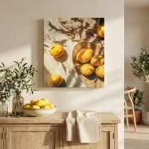 Artikel Citron vægkunst, sommerindretning, middelhavsstil, træramme, 40x60 cm, vægdekoration til stuen