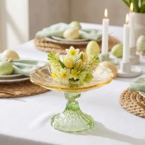 Artikel Dekorativ glastallerken med fod, blomsterdesign, ideel til festlig præsentation, 15 cm