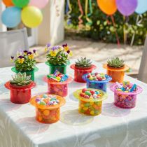 Artikel Plantekasse dekorativ cylinder farverig borddekoration 12×10×6,5cm 9stk