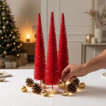 Artikel Dekorativt smalt juletræ, kunstigt juletræ på træbase, 40 cm, 3 stk.