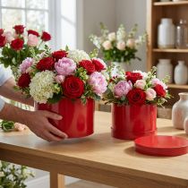 Artikel Blomsterkasse rød blank Ø18/20cm 2 stk