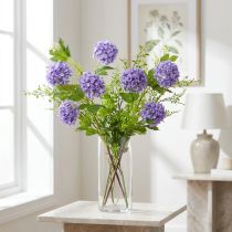 Artikel Snebold kunstige blomster lilla blomst 5 skærme L78cm 2stk