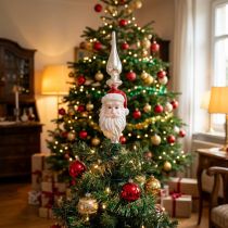 Artikel Træ topper glas Julemand Juletræs topper 34cm