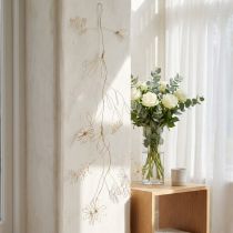 Artikel Metal blomsterdekorationsguirlande, tråd til blomsterkrans, sommerdekoration, vægdekoration, guld, 110 cm