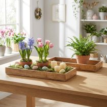 Artikel Træbakke rektangulær dekorativ bakke træ 39×15,5×4cm 2 stk.