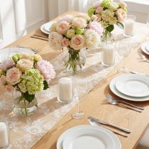 Artikel Bordbånd med blomster bordløber bomuld beige 15cm 3m