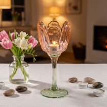 Artikel Tulipanformet glas fyrfadsstage, vintage stil, romantisk boligdekoration, 20 cm