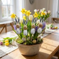 Artikel Træpæle til påskehareblomster, sort/hvide, 34 cm høje, 4 stk.