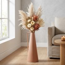 Artikel Metal gulvvase, laksemønster med hank - Konisk, 20x19x48cm, til tørrede og kunstige blomster.