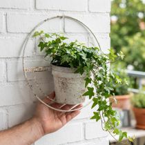 Artikel Urtepotte shabby chic vægdekoration hvid metal med ophæng Ø37cm