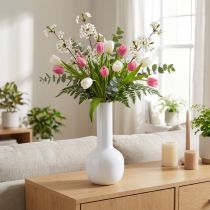 Artikel Moderne dekorativ vase metal vase creme hvid Ø10,5cm H25,5cm