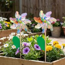 Artikel Iriserende pinwheel blomst med blad vindmølle Ø17,5cm 2stk