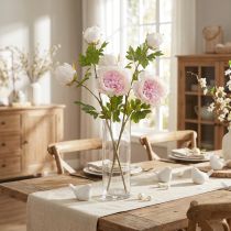 Artikel Dekoration Pæoner Pink 3 Blomster Lang Stængel L80cm 2stk