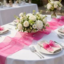 Artikel Organza bånd gavebånd pink bånd selvkant 40mm 50m