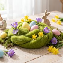 Artikel Uldvæge Blød filtet uld til dekorative designs og sæsonbestemte arrangementer 2m Grøn