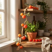 Artikel Kunstig tomatguirlande, dekorativ vinranke, naturtro stuedekoration, 135 cm