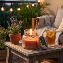 Artikel Duftlys i glaskork citronella lys brun H11,5cm