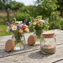 Artikel Glasdekoration med Kork Vintage Klar Natur Ø7cm H8cm 6 stk