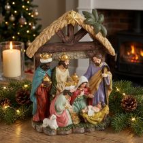 Artikel Julekrybbe med figurer Julekrybbe 15,5×7×20cm