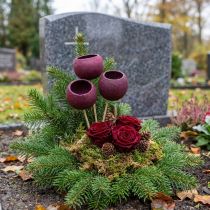 Artikel Klokkebæger på stilk tør dekoration begravelsesblomster vinrød 15 stk