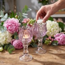 Artikel Tulip fyrfadsstage, glas, lilla, Ø7 cm, H16 cm, 2 stk.