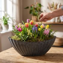 Artikel Planteskål med riller oval båd antracit 36cm