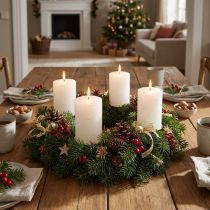 Artikel Ensfarvede bloklys, hvide, 70x80 mm, 35 timers brændetid, sæt med 4, adventskransdekoration