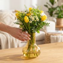 Artikel Vase gul glasvase løgformet blomstervase glas Ø10,5cm H15cm