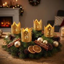 Artikel Lysestage city guld fyrfadsstage metal Ø6,5cm 4 stk