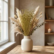 Artikel Dekorative hørfrø tørrede blomster olivengrønne 50g