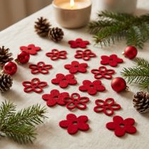 Artikel Scatter dekoration filt blomst rød assorteret i en blanding Ø4cm 72 stk