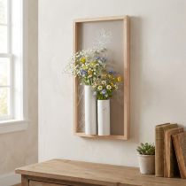 Artikel Trævægdekoration med keramikvaser H35cm landlig stil