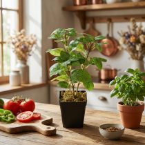 Artikel Mynte i potte, kunstige urter, grøn plante, H24 cm