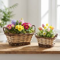 Artikel Planter, dekorativ kurv, firkantet, naturlige farver 21 × 16/16 × 13 cm, sæt med 2