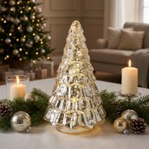 Artikel Mini juletræ med LED-lys, sølv og guld, 28 cm