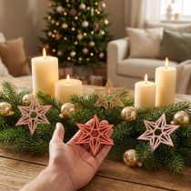 Artikel Træstjerner juledekoration træstjerner orange 8cm 16 stk
