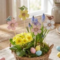 Artikel Forårsdekoration blomsterpropper træ fugledekoration 8×6cm 12 stk