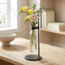 Artikel Dekorativ vase dekorativ flaske med metalstativ sort Ø16cm