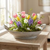 Artikel Dekorativ skål shabby chic grå metaldekoration med hanke Ø31cm