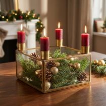 Artikel Lysestage adventsspejl til fyldning af guld 15×15×10,5cm