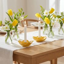 Artikel Keramiske koniske lysestager, dekorativ blomsterform til stilfuld borddekoration, 11 cm, 2 stk.