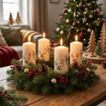 Artikel Adventskranslyssæt 1-4 cremefarvet julemotiv RAL-kvalitet Fremstillet i Tyskland 130/70mm 4 stk.