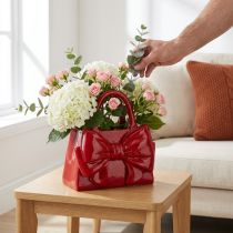 Artikel Dekorativ håndtaskevase med sløjfe, blank, 22 cm