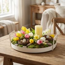 Artikel Bakke med praktiske håndtag, vintage-look, til alsidige dekorationsideer med blomster og naturmaterialer, 30 cm
