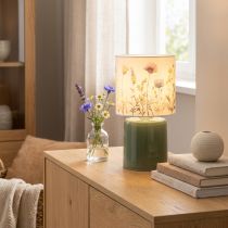 Artikel LED-bordlampe med blomstermønster til stilfuld stuebelysning, 23 cm