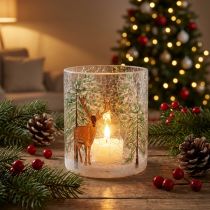 Artikel Fyrfadsstage glas Juleknitre fyrfadsglas H13cm