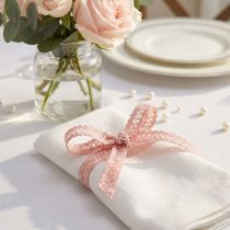 Artikel Dekorativt bånd antik pink, blondebånd, blomsterhandlerartikler, bryllup B15mm L15m